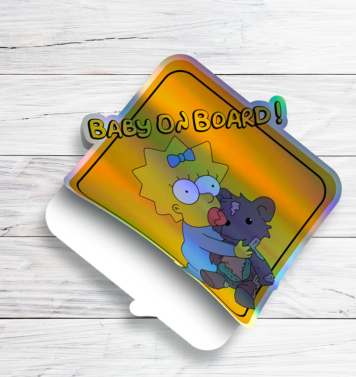 Baby-on-Board-Sticker-Yellow-Background-Maggie Simpson-Car-Sticker-Decal-Kids-in-the-Car-Parents-Advisment-Safety-Vehicle