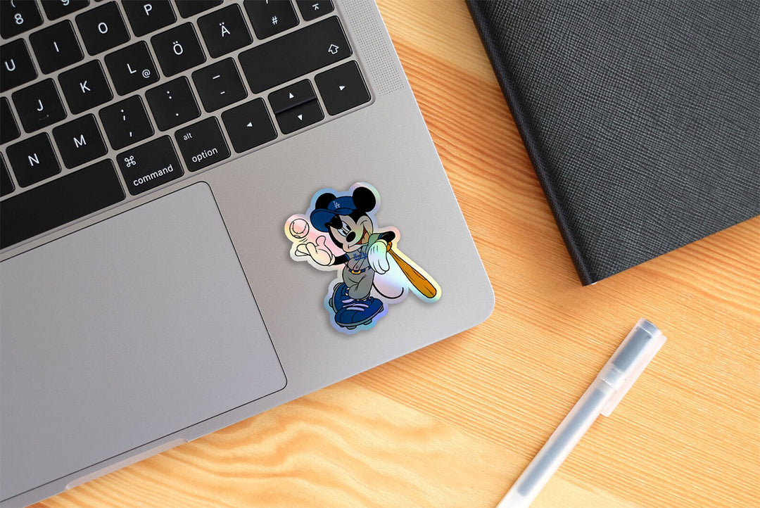 Los Angeles Dodgers - Mickey Holographic Dodgers Logo Sticker: Show Your Dodgers Pride with a Twist! Free Second Sticker With Your Purchase.