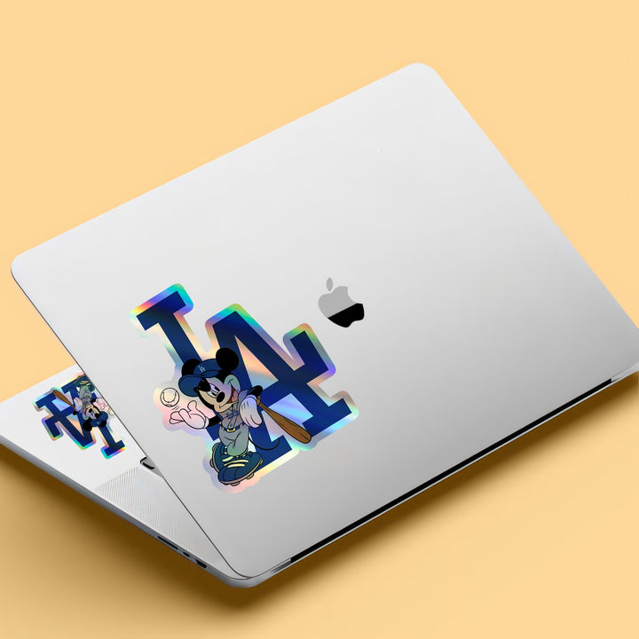 Los Angeles Dodgers - Mickey Holographic Dodgers Logo Sticker: Show Your Dodgers Pride with a Twist! Free Second Sticker With Your Purchase.