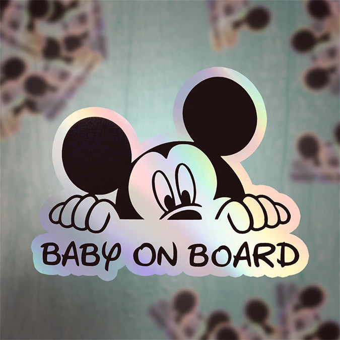 Mickey Mouse on Board - Car Window Sticker - Waterproof & Holographic