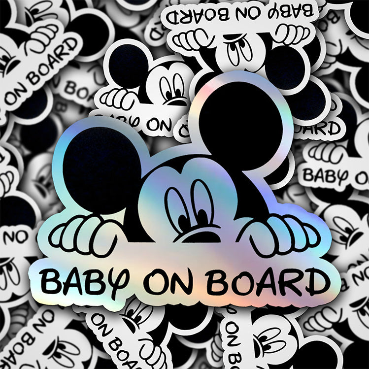 Mickey Mouse on Board - Car Window Sticker - Waterproof & Holographic