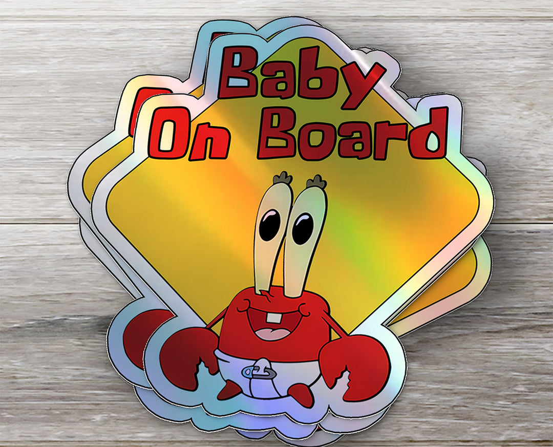 Baby on Board Sticker - Mr. Krabs Design | Car Window Decal | Cute Baby Safety Sign for Vehicles