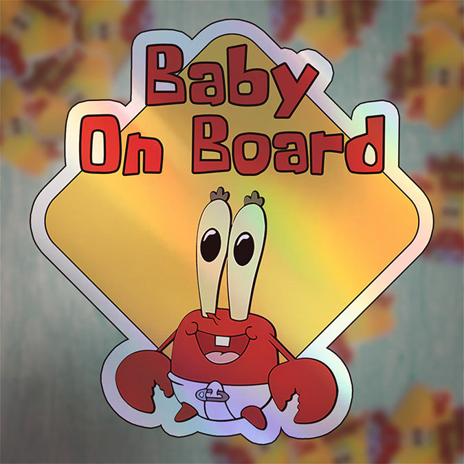 Baby on Board Sticker - Mr. Krabs Design | Car Window Decal | Cute Baby Safety Sign for Vehicles