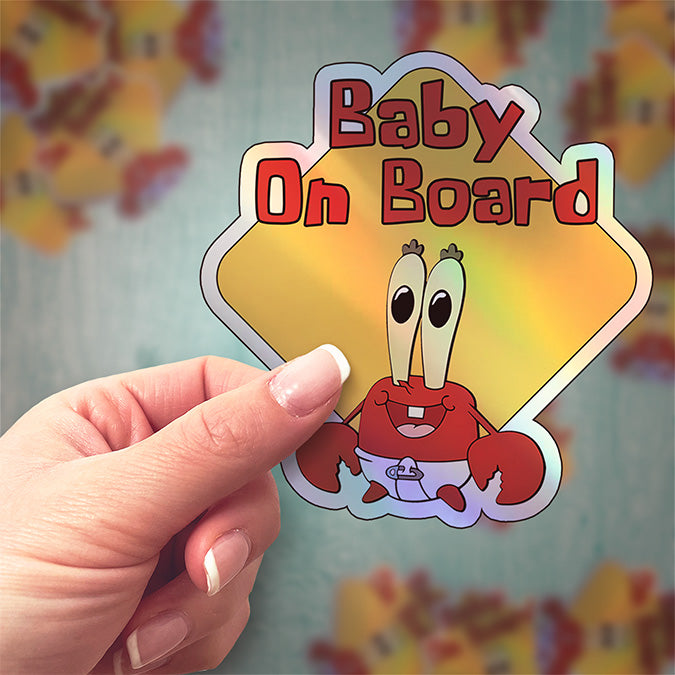 Baby on Board Sticker - Mr. Krabs Design | Car Window Decal | Cute Baby Safety Sign for Vehicles