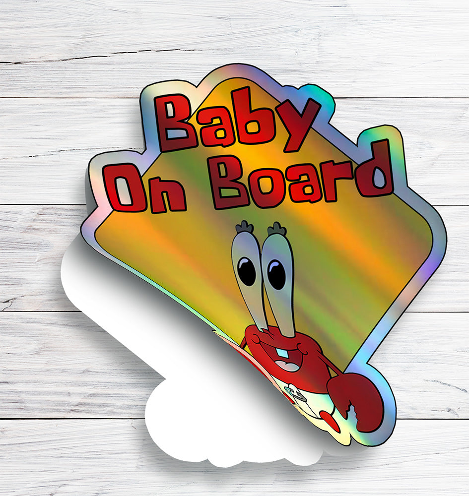 Baby on Board Sticker - Mr. Krabs Design | Car Window Decal | Cute Baby Safety Sign for Vehicles