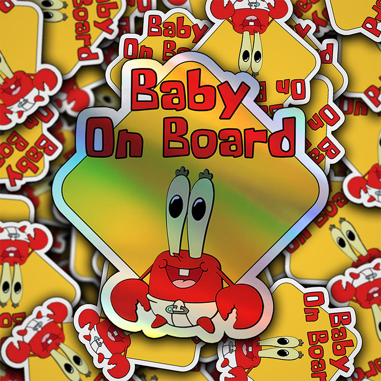 Baby on Board Sticker - Mr. Krabs Design | Car Window Decal | Cute Baby Safety Sign for Vehicles