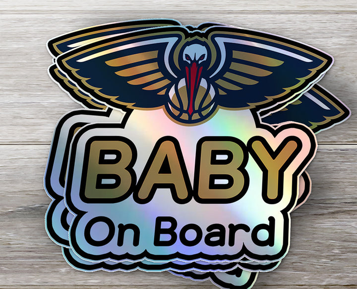 New Orleans Pelicans Baby on Board Sticker - NBA Car Decal