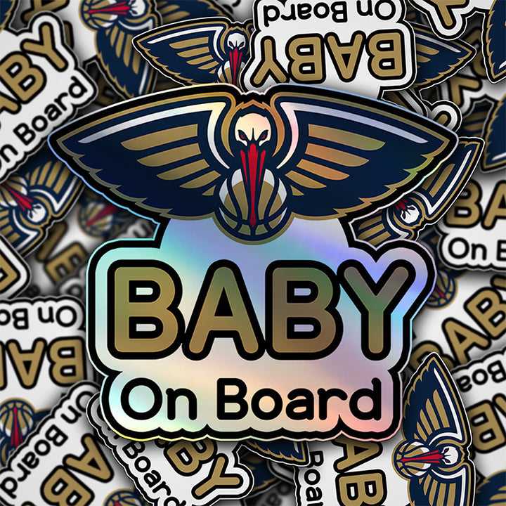 New Orleans Pelicans Baby on Board Sticker - NBA Car Decal