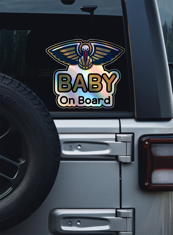 New Orleans Pelicans Baby on Board Sticker - NBA Car Decal