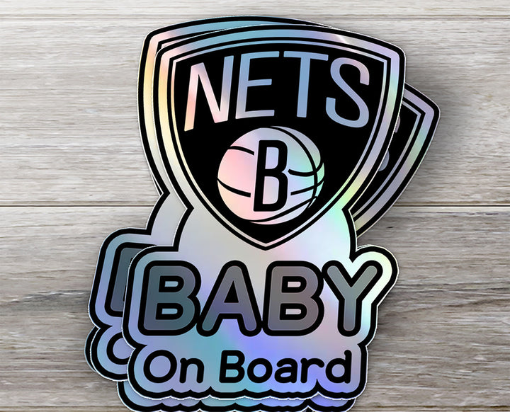 Brooklyn Nets Baby On Board Sticker - NBA Car Decal