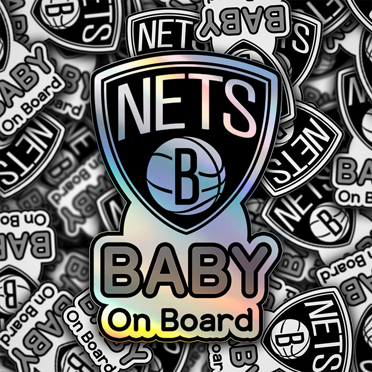 Brooklyn Nets Baby On Board Sticker - NBA Car Decal