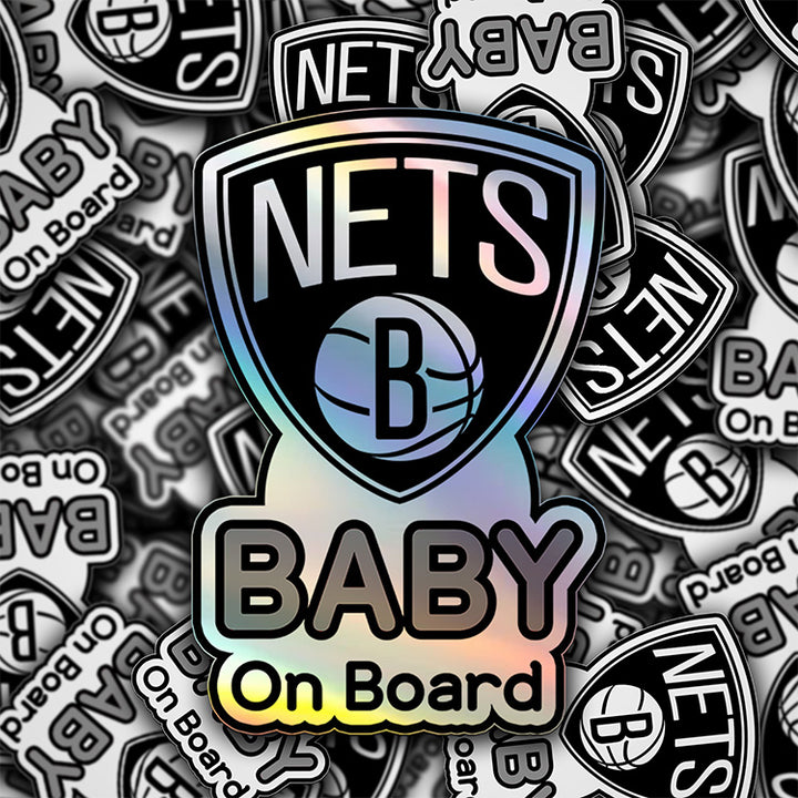 Brooklyn Nets Baby On Board Sticker - NBA Car Decal