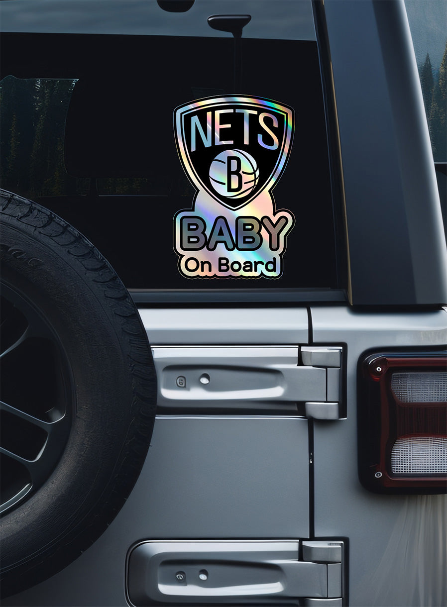 Brooklyn Nets Baby On Board Sticker - NBA Car Decal