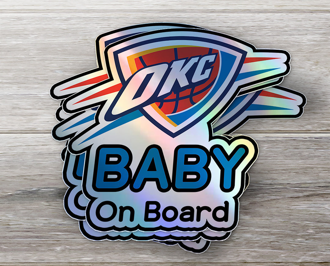 Oklahoma City Thunder Baby on Board Sticker - NBA Car Decal