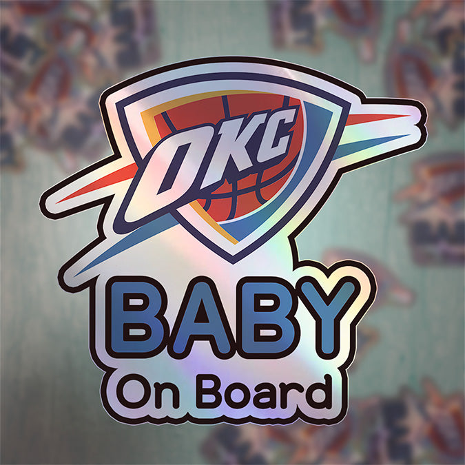 Oklahoma City Thunder Baby on Board Sticker - NBA Car Decal