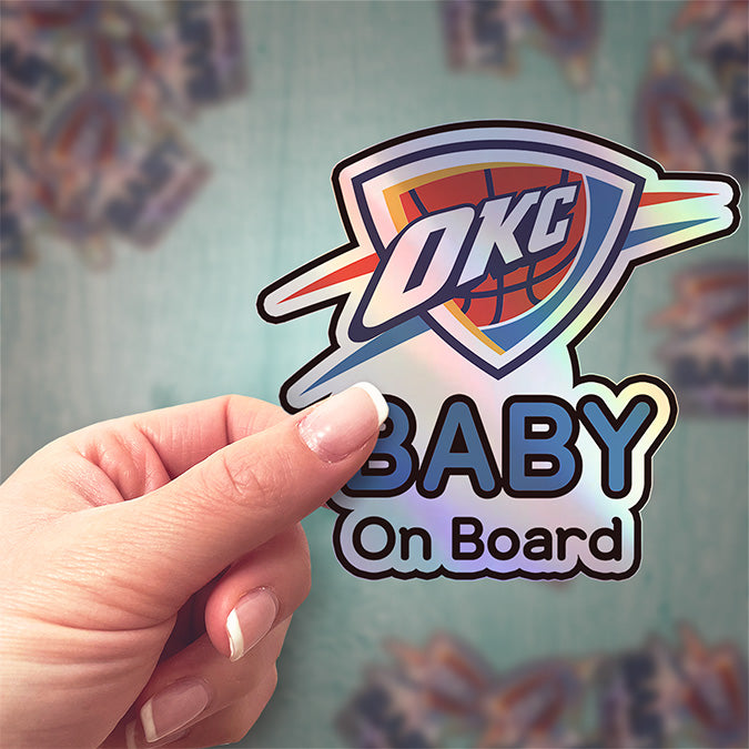 Oklahoma City Thunder Baby on Board Sticker - NBA Car Decal