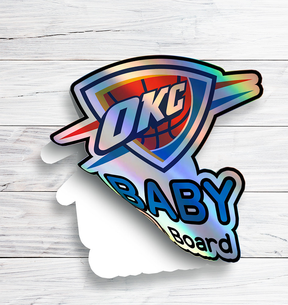 Oklahoma City Thunder Baby on Board Sticker - NBA Car Decal