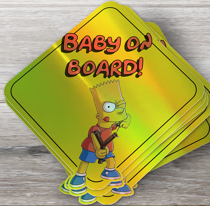 Baby-on-Board-Sticker-Yellow-Background-BART Simpson-Decal-Kids-in-the-Car-Parents-Advisment-Safety-Vehicle Baby on Board - Rozovy