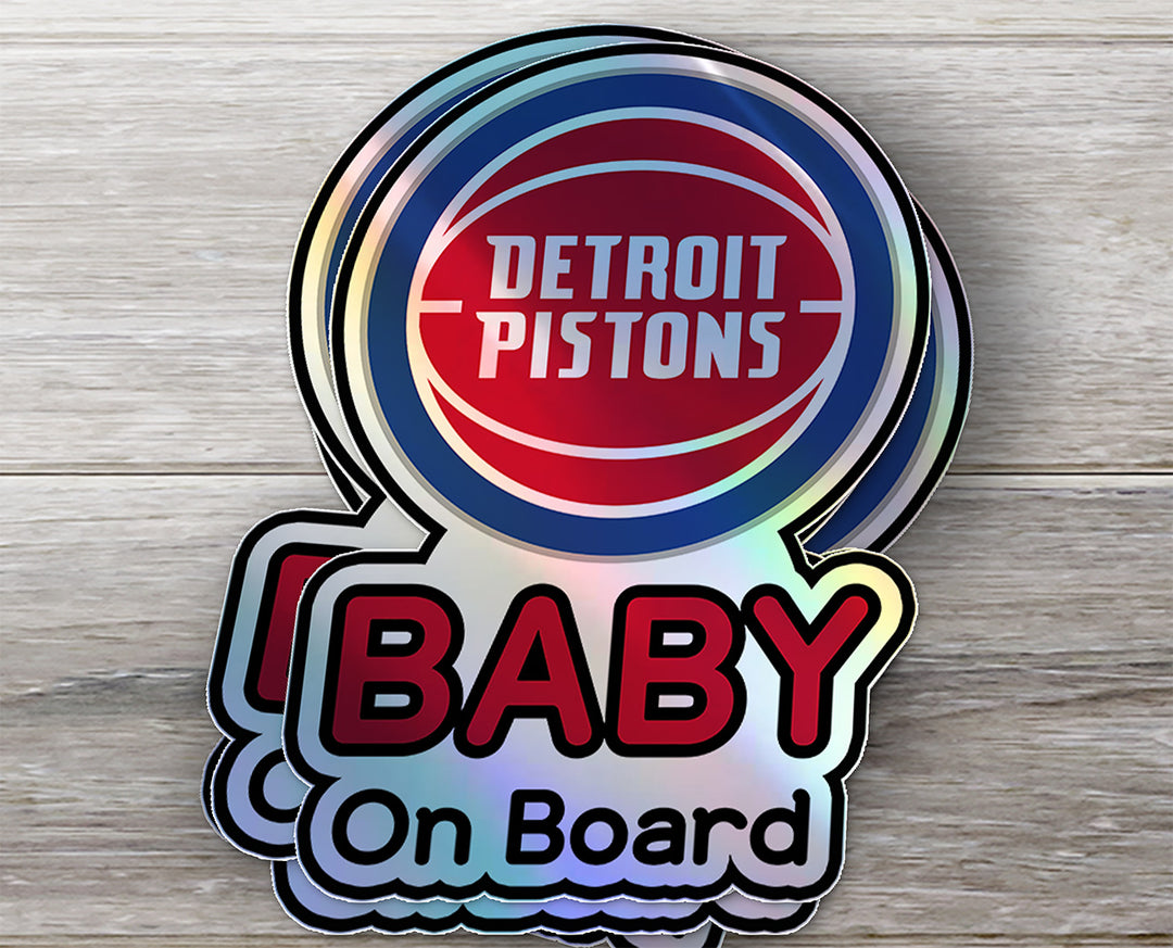 Detroit Pistons Baby on Board Sticker - NBA Car Decal