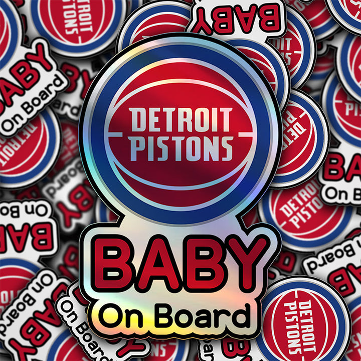 Detroit Pistons Baby on Board Sticker - NBA Car Decal