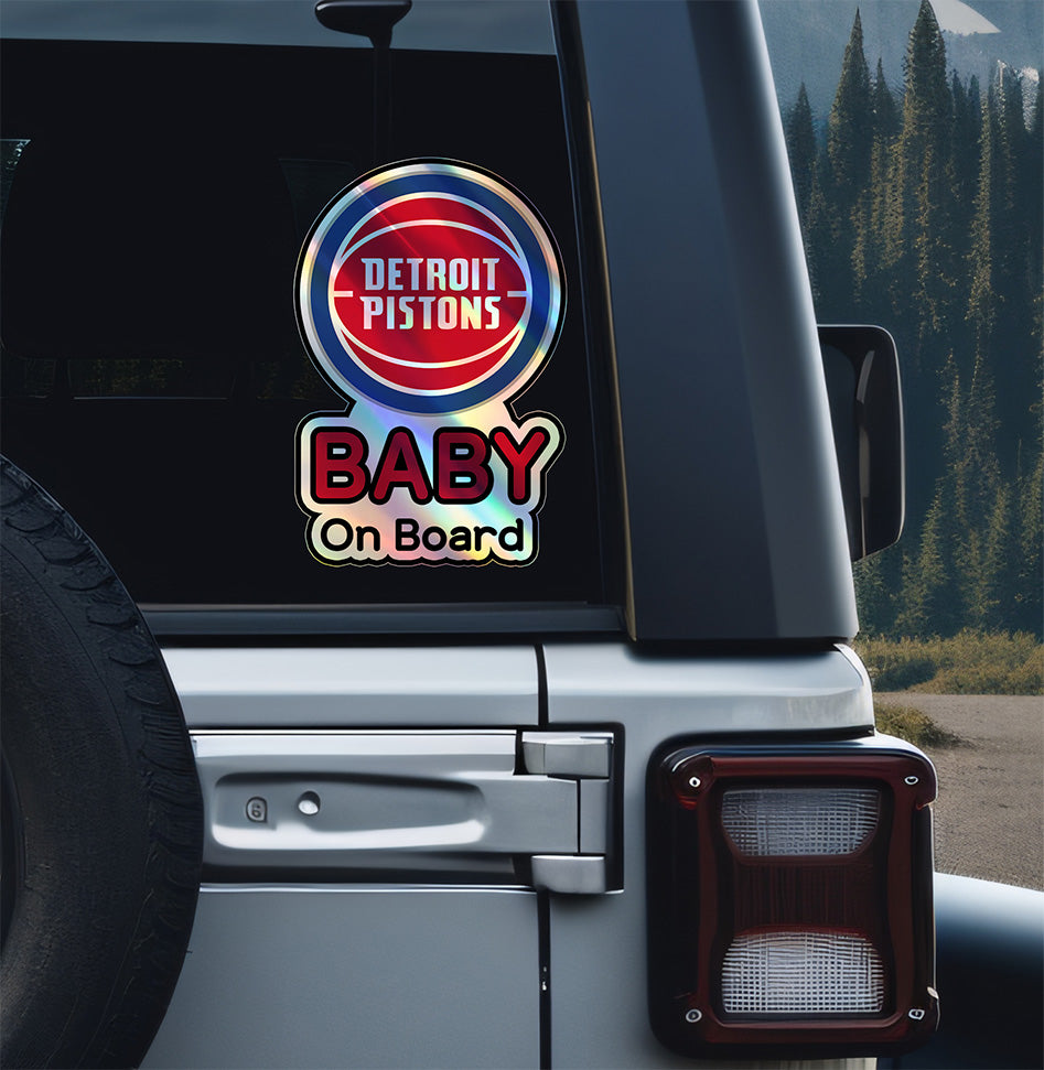 Detroit Pistons Baby on Board Sticker - NBA Car Decal