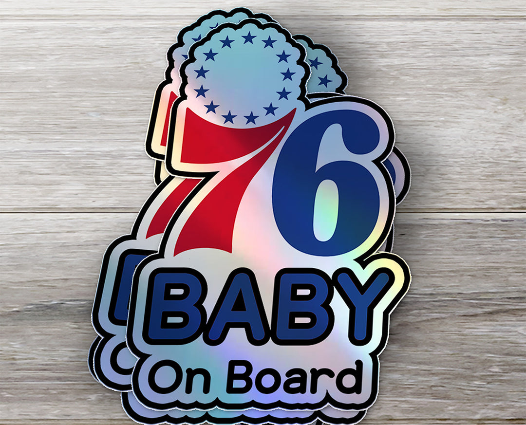 Philadelphia 76ers Baby on Board Sticker - NBA Car Decal