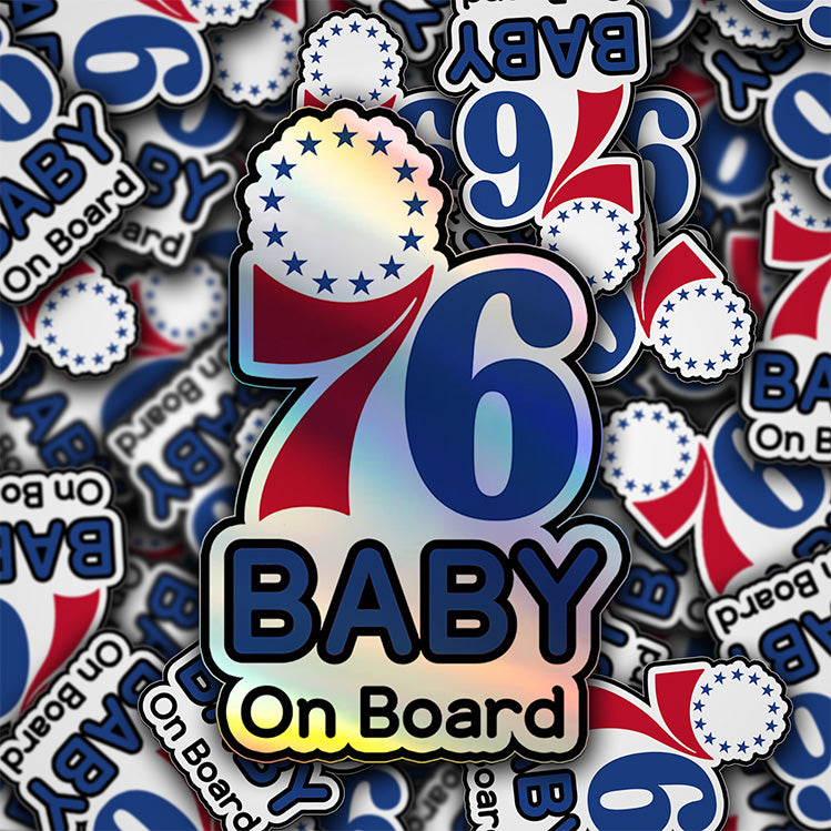 Philadelphia 76ers Baby on Board Sticker - NBA Car Decal