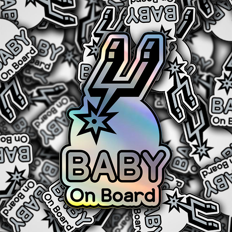 San Antonio Spurs Baby on Board Sticker - NBA Car Decal