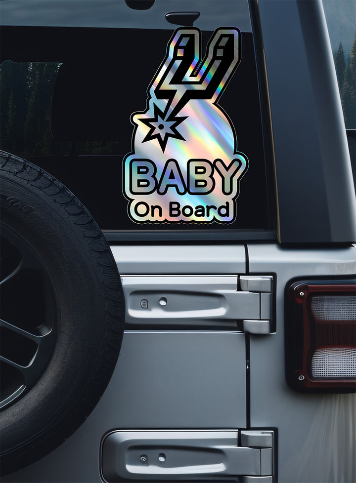 San Antonio Spurs Baby on Board Sticker - NBA Car Decal