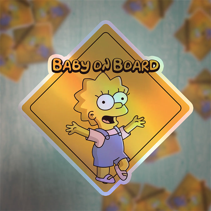 Baby-on-Board-Sticker-Yellow-Background-Baby Lisa Simpson-Car-Sticker-Decal-Kids-in-the-Car-Parents-Advisment-Safety-Vehicle