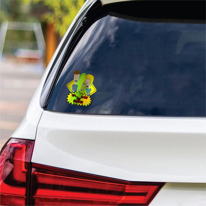 Beavis and Butt-Head Fans - Car Window Sticker - Bold & Humorous - Yellow Diamond Shape - Baby on Board Baby on Board - Rozovy