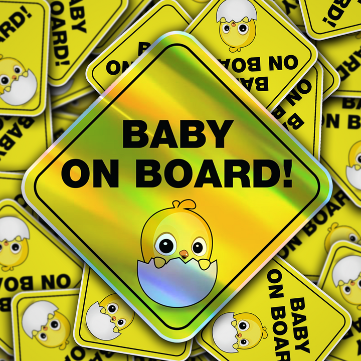 Baby-on-Board-Sticker-Yellow-Background-Chick-Hatching-Car-Sticker-Decal-Kids-in-the-Car-Parents-Advisment-Safety-Vehicle-Caution-Precious Baby on Board - Rozovy