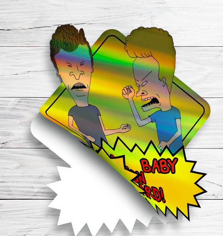 Beavis and Butt-Head Fans - Car Window Sticker - Bold & Humorous - Yellow Diamond Shape - Baby on Board Baby on Board - Rozovy