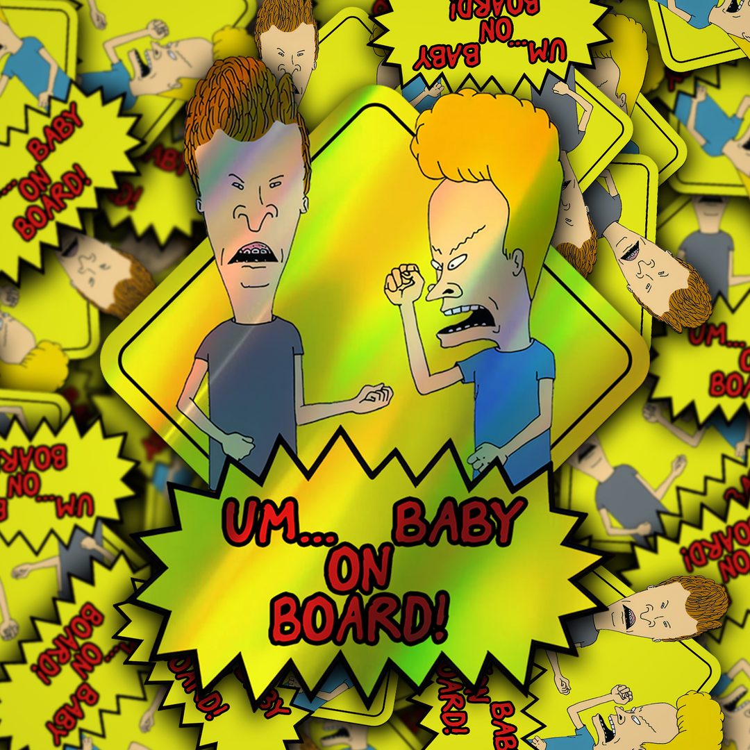 Beavis and Butt-Head Fans - Car Window Sticker - Bold & Humorous - Yellow Diamond Shape - Baby on Board Baby on Board - Rozovy