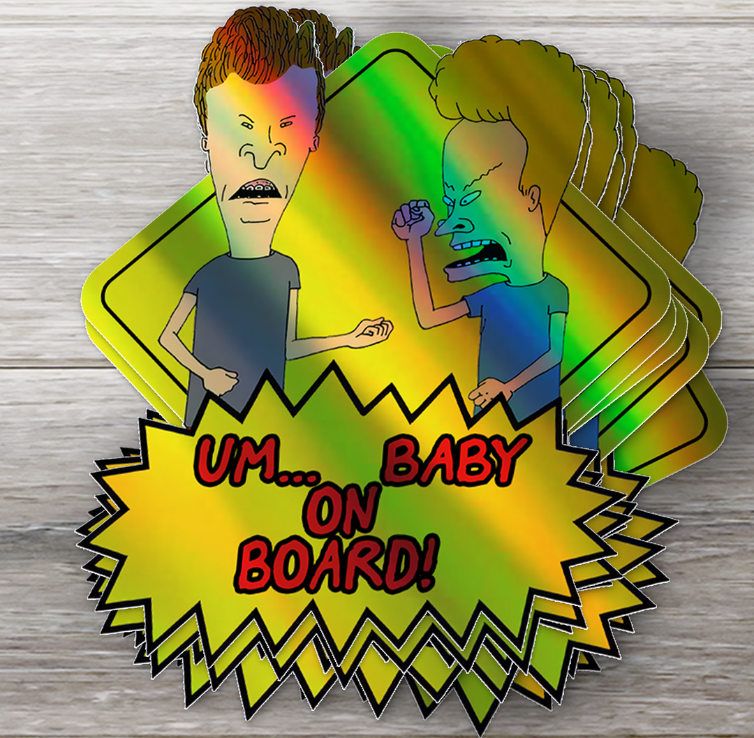 Beavis and Butt-Head Fans - Car Window Sticker - Bold & Humorous - Yellow Diamond Shape - Baby on Board Baby on Board - Rozovy