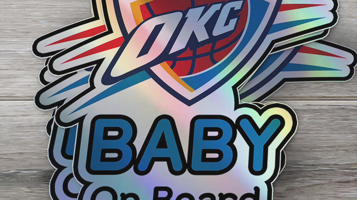 Oklahoma City Thunder Baby on Board Sticker - NBA Car Decal