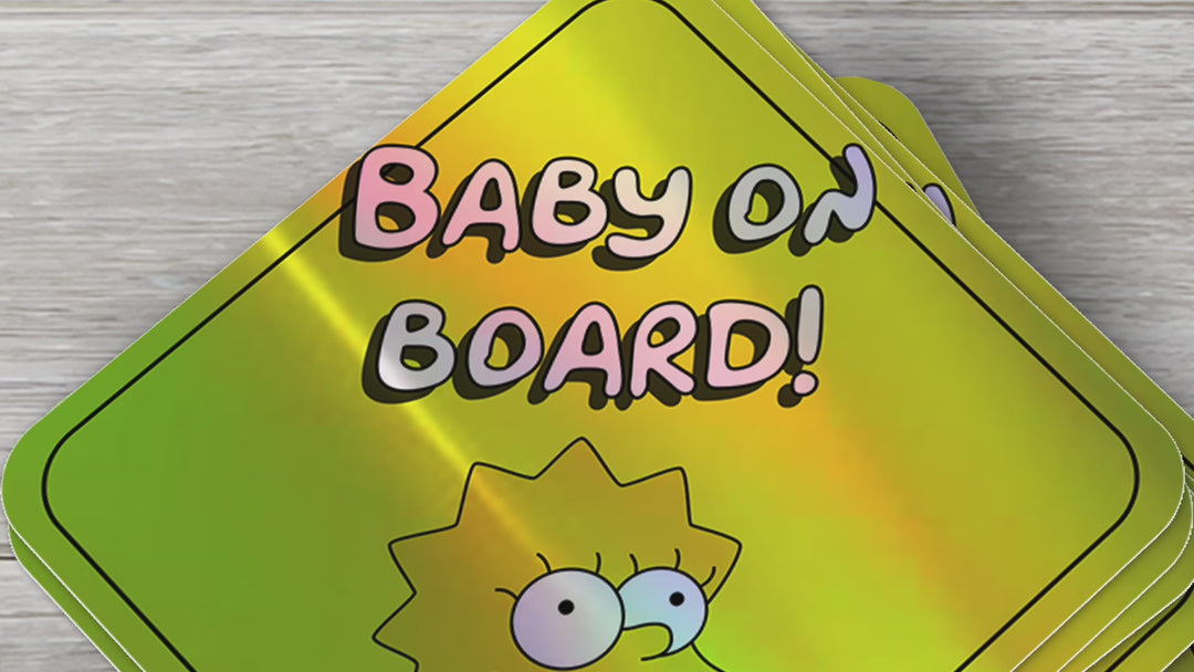 Baby-on-Board-Sticker-Yellow-Background-Baby Lisa Simpson-Car-Sticker-Decal-Kids-in-the-Car-Parents-Advisment-Safety-Vehicle