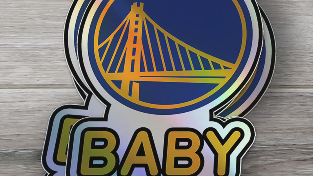 Show your team pride with this "Baby on Board" sticker featuring the iconic Golden State Warriors logo!