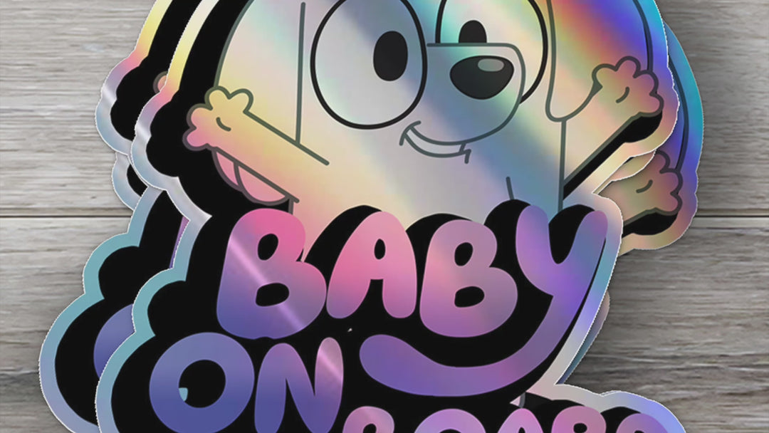 Lila from Bluey Holographic "Baby on Board" Sticker for Car Safety