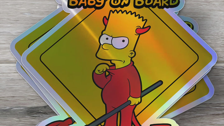 Baby-on-Board-Sticker-Yellow-Background-BART Simpson-Decal-Kids-in-the-Car-Parents-Advisment-Safety-Vehicle