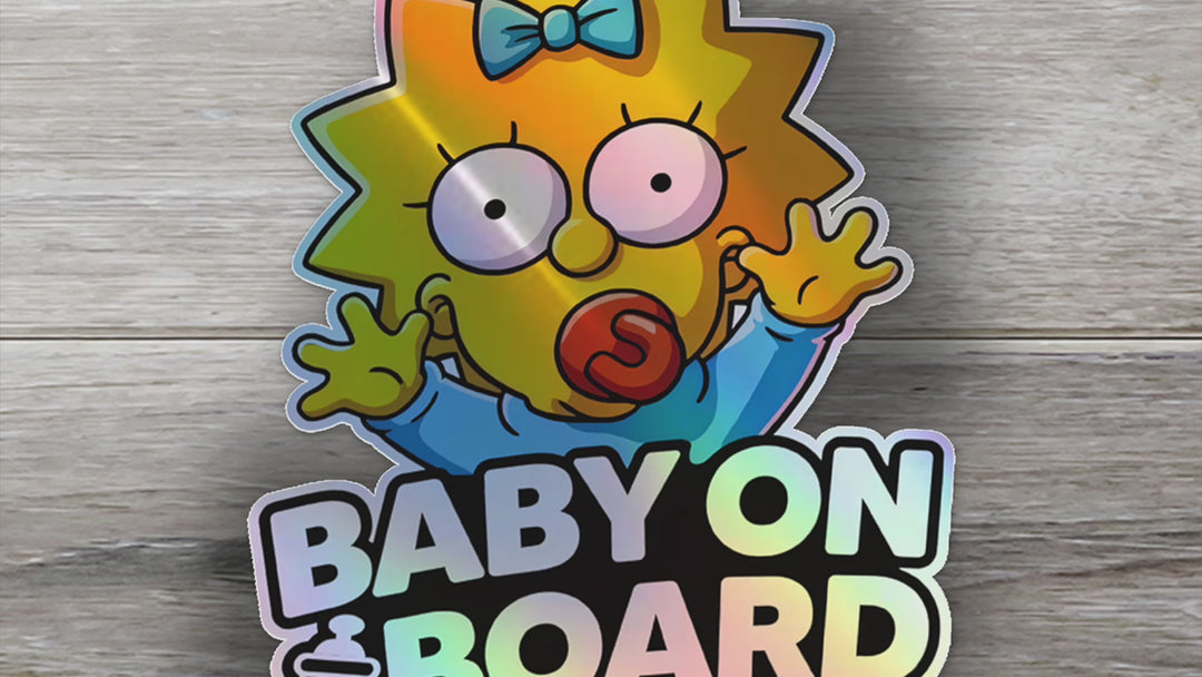 Baby-on-Board-Sticker-Yellow-Background-Maggie Simpson-Car-Sticker-Decal-Kids-in-the-Car-Parents-Advisment-Safety-Vehicle