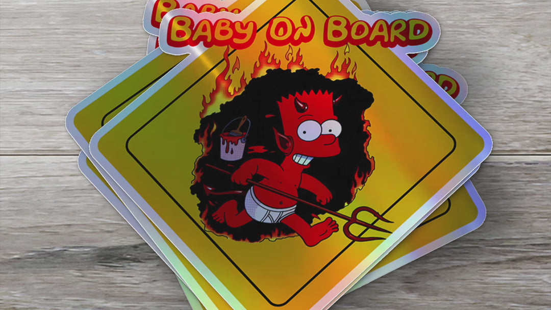 Baby-on-Board-Sticker-Yellow-Background-Bart and Lisa Simpson-Car-Sticker-Decal-Parents-Advisment-Safety-Vehicle