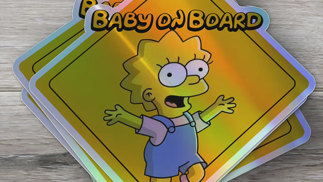 Baby-on-Board-Sticker-Yellow-Background-Baby Lisa Simpson-Car-Sticker-Decal-Kids-in-the-Car-Parents-Advisment-Safety-Vehicle