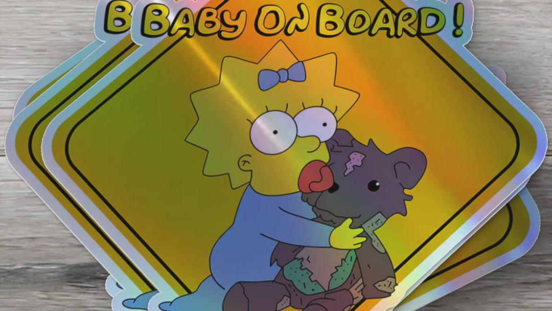 Baby-on-Board-Sticker-Yellow-Background-Maggie Simpson-Car-Sticker-Decal-Kids-in-the-Car-Parents-Advisment-Safety-Vehicle