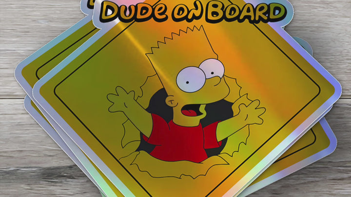 Dude-On-Board-Baby-on-Board-Sticker-Yellow-Background-Bart Simpson-Car-Sticker-Decal-Parents-Advisment-Safety-Vehicle