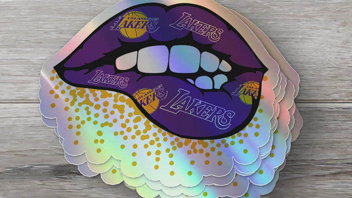 Los Angeles Lakers Lip Sticker - Holographic or Glossy - Waterproof - Great Gift